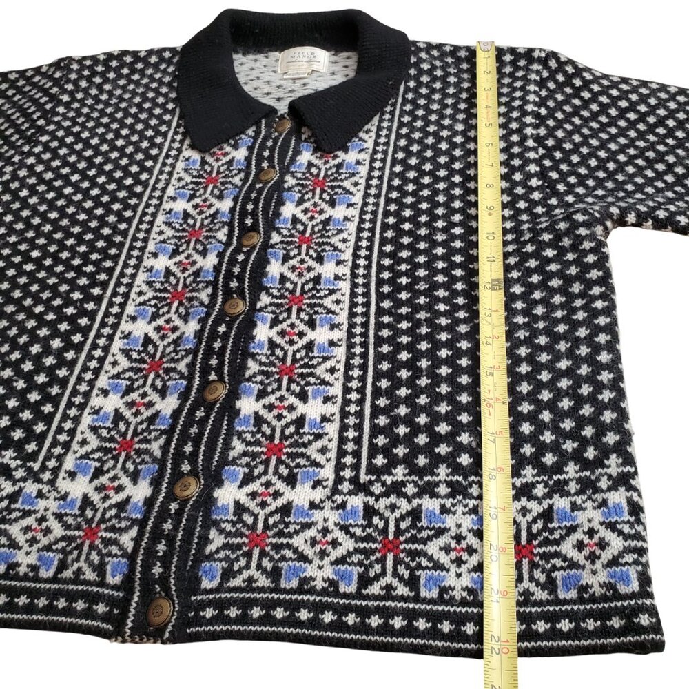 Field Manor 100% Wool Button Up Cardigan Sweater Women's Size Large - Picture 9 of 11